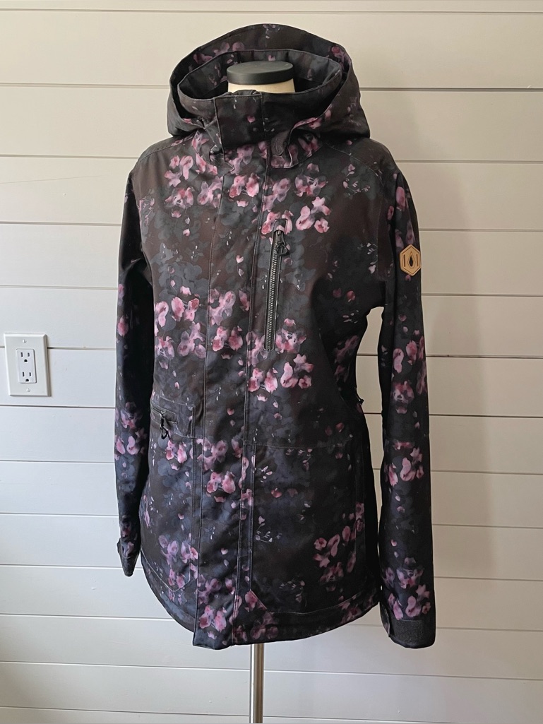 Volcom Snow - Women's Black Floral Hooded Ski And Snowboard Jacket- Large